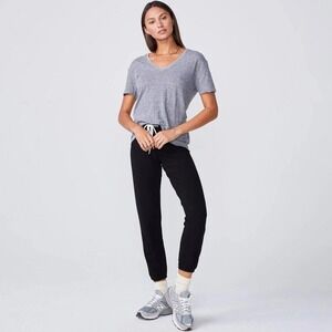 Monrow tee scoop heathered gray SML luxury elevated layering basics lightweight